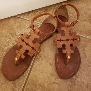 Tan Tory Burch summer sandals